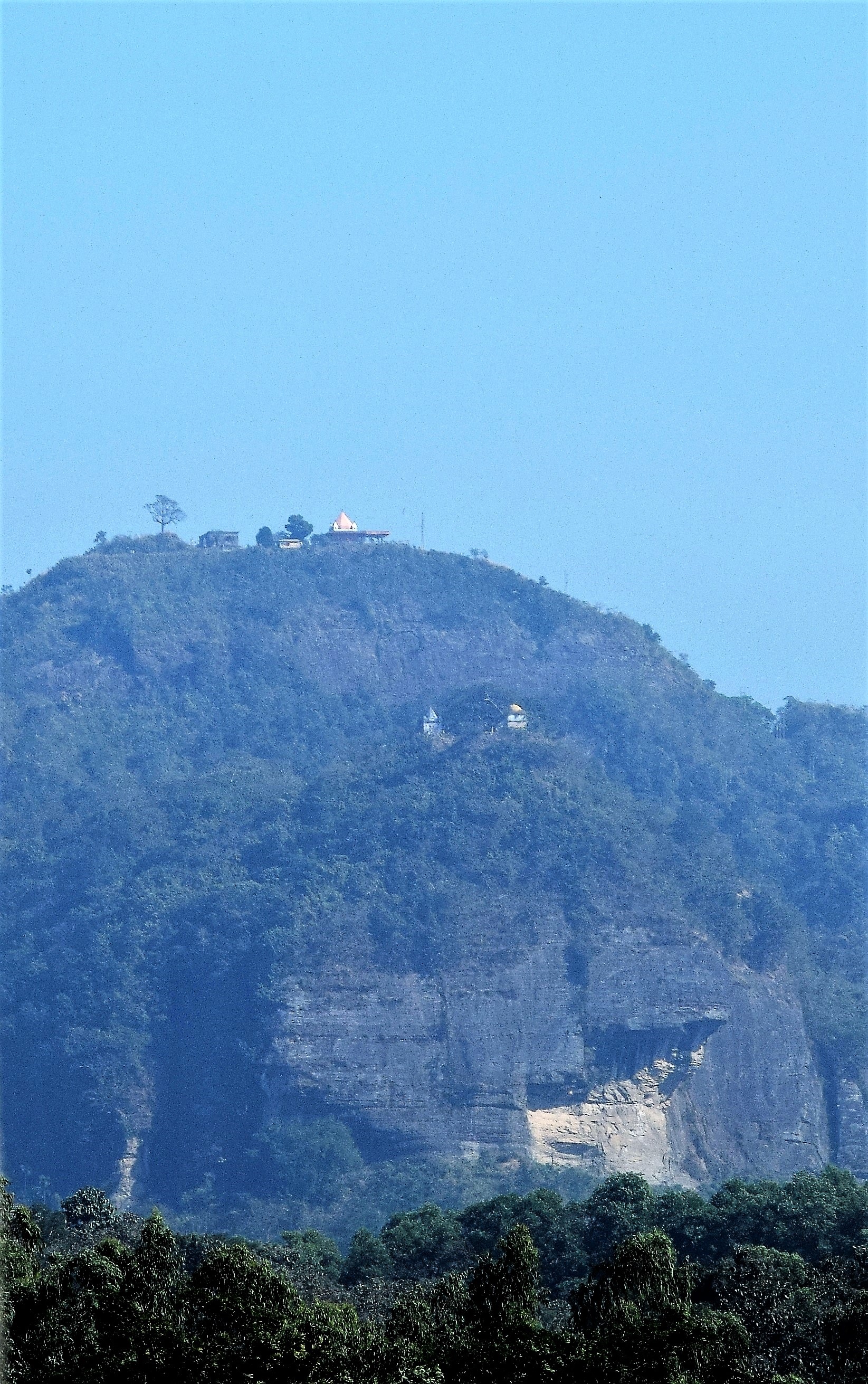 Chandranath and Birupaksha temples on the Chandranath Hill, seen from the railway