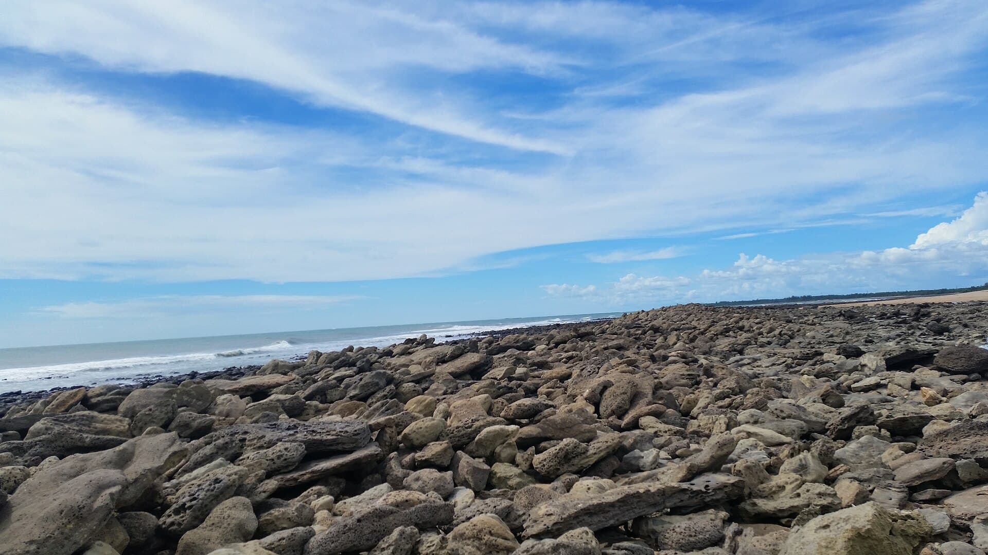 Coral rocks and clear sea at Chera Dwip, Saint Martin's Island, Bangladesh