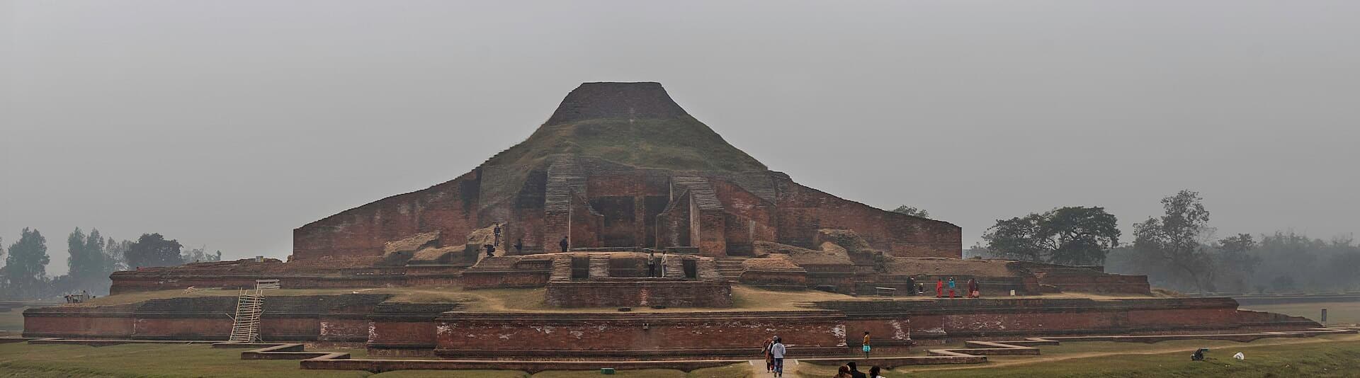 Front view of the Somapura Mahavihara ruins at Paharpur, Naogaon