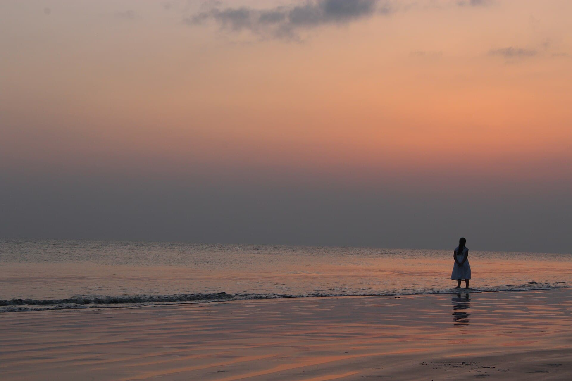 Sunset over the sea at Kuakata beach