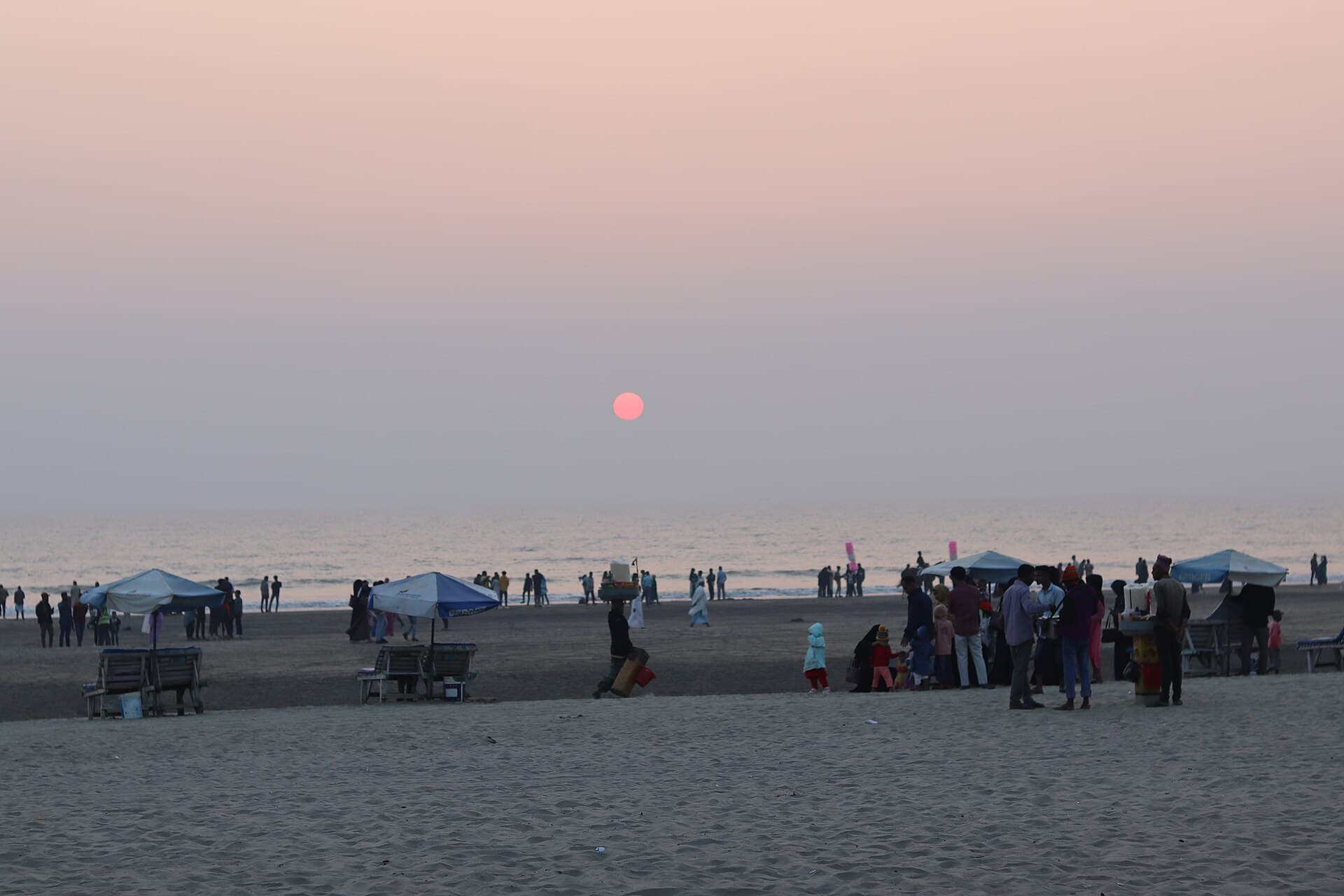 Sunset over the sea at Cox's Bazar, Bangladesh