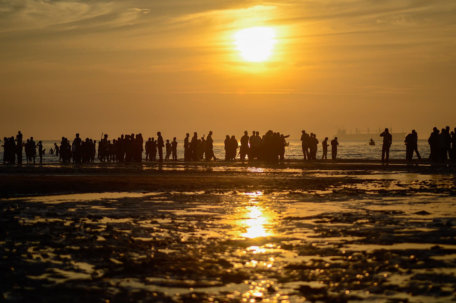 Sunset over the Bay of Bengal at Patenga, Chattogram