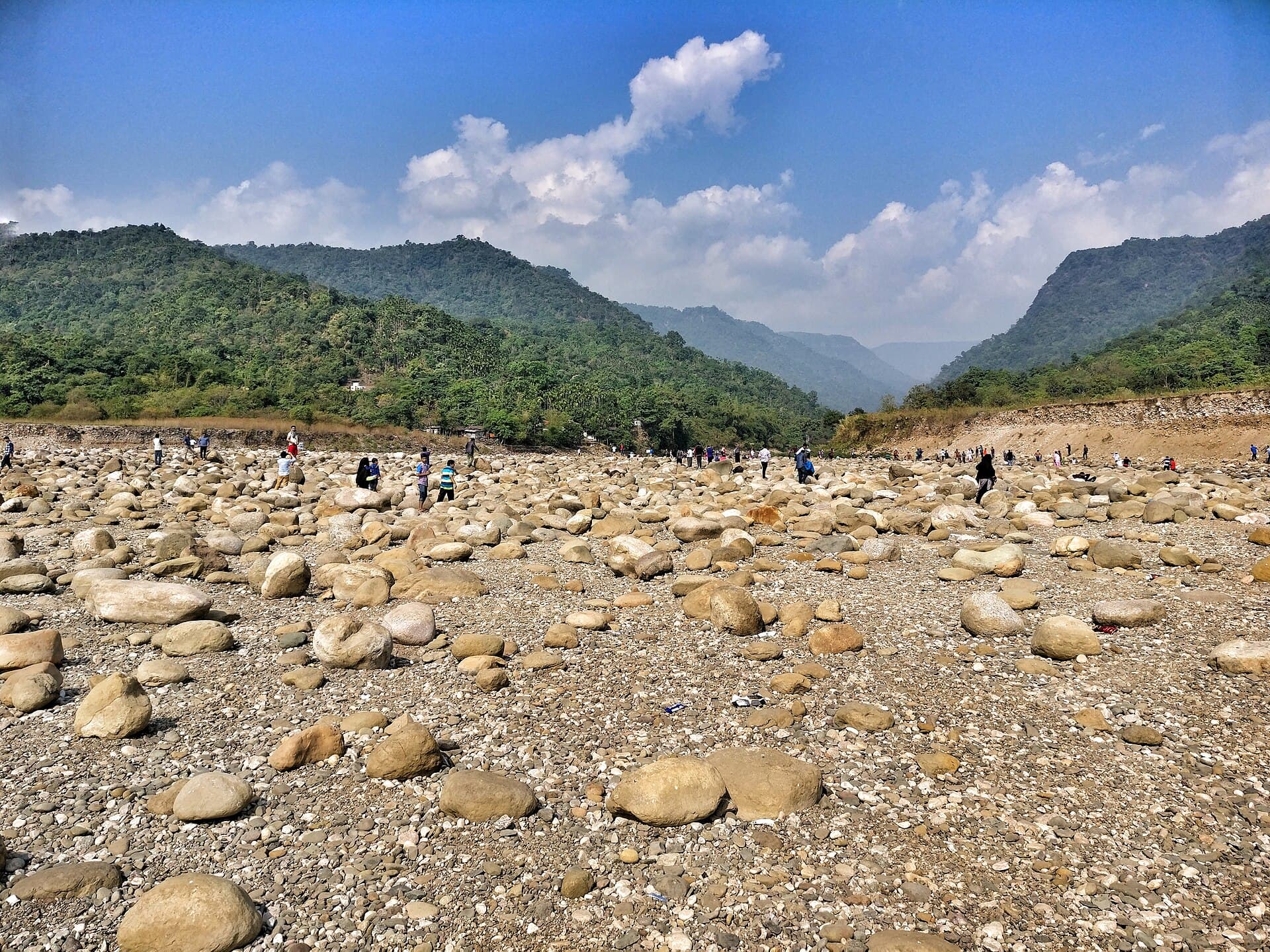 Scenic river and hill landscape at Jaflong, Sylhet